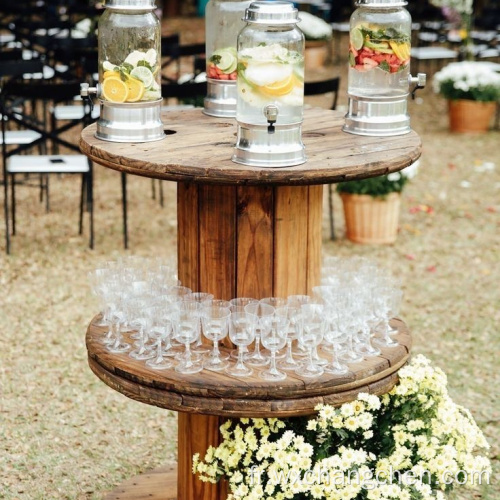 Meubles d'extérieur commerciaux Top en bois avec jambes en métal restaurant Dining Wooden Hotel Pliant Banquet Table de mariage